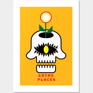 skull with flower coming out of the top Posters and Art